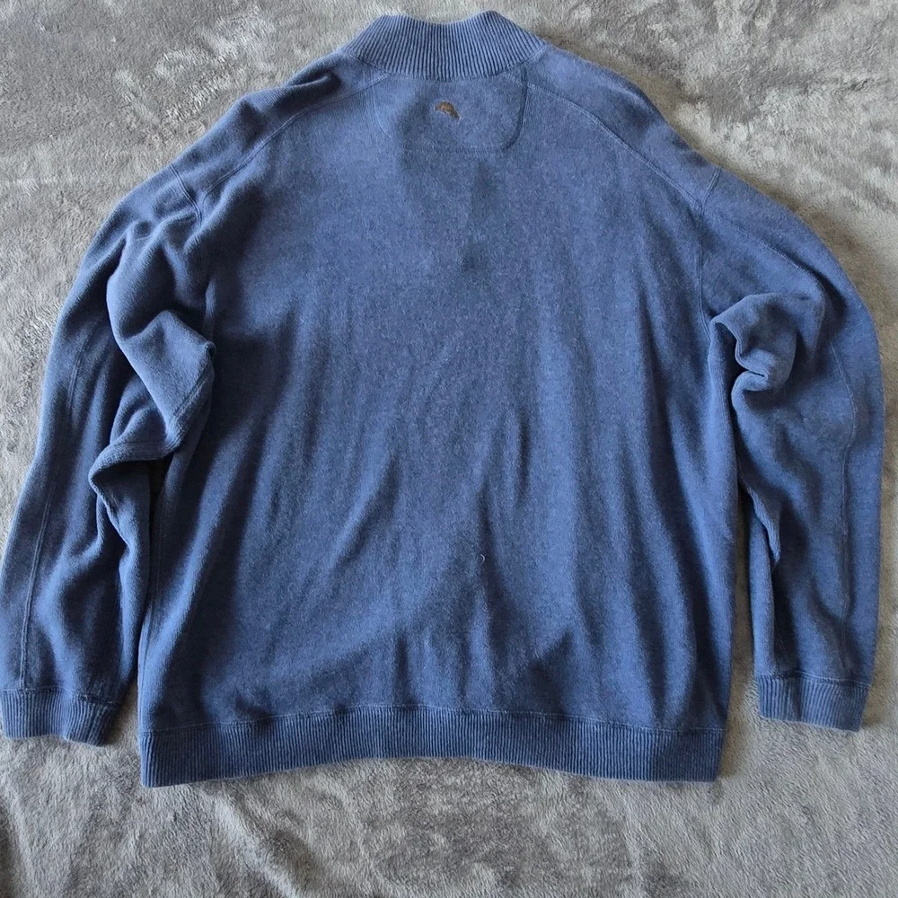 Tommy Bahama Reversible Quarter Zip Pullover Mens 2XL Blue Gray Coastal‎ Comfort